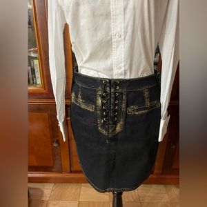 New Ralph Lauren black label Denim skirt . Sz S. Lace back